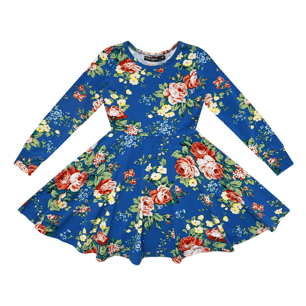 Rock Your Baby Eden Waisted Dress in blue floral