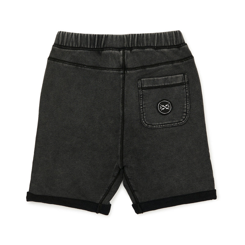 Alphabet Soup Chill Out Short Stonewash  in Black