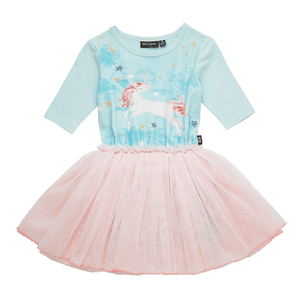 Rock your baby Leap of faith Elbow Sleeve circus dress in blue