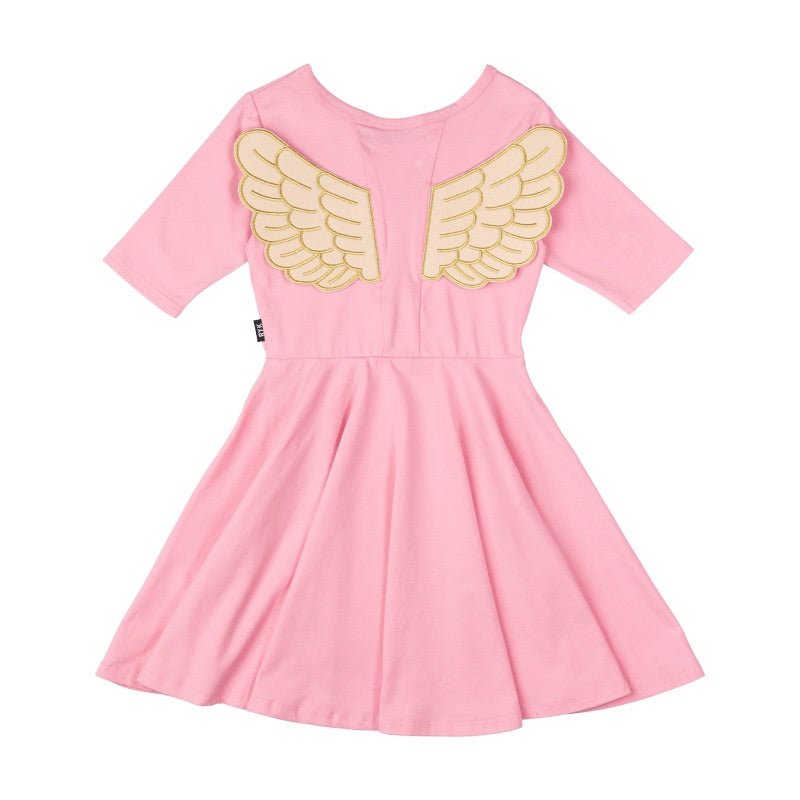 Rock Your Baby Pink fairy flutter waisted dress in pink