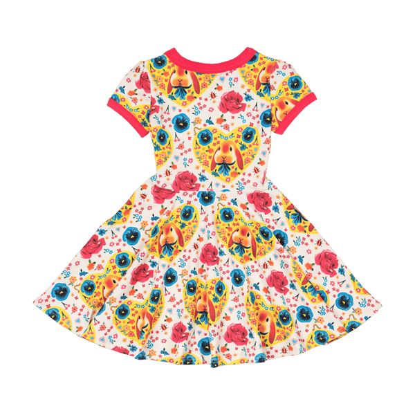 Rock Your Baby bunny heart ringer waisted dress in floral