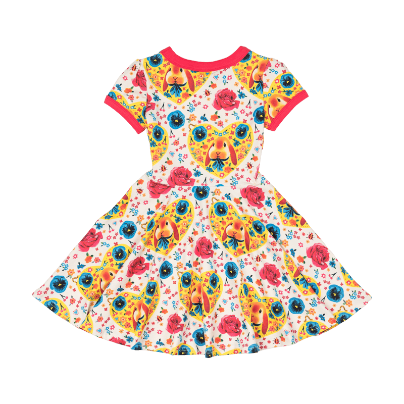 Rock Your Baby bunny heart ringer waisted dress in floral