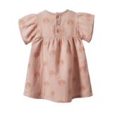 Nature Baby clementine Scallop shell dress in Rose dust print