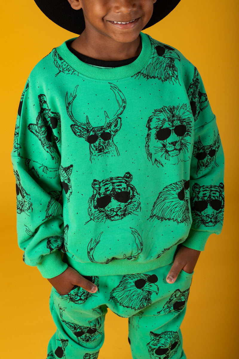 Rock Your Baby Wild Life Sweatshirt in Mint Green
