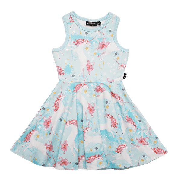 Rock Your Baby Leap of faith racer back waisted dress in blue