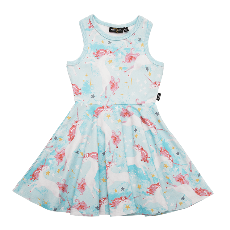 Rock Your Baby Leap of faith racer back waisted dress in blue
