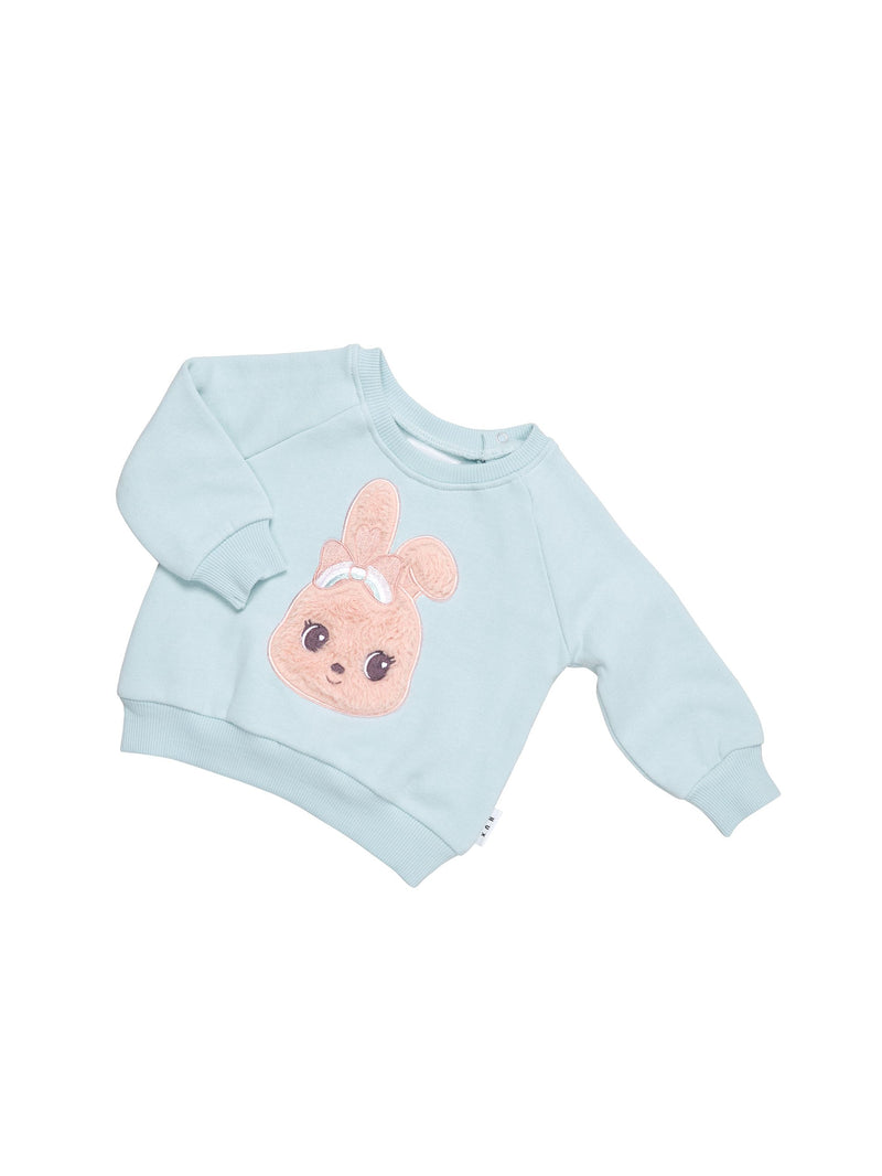 Huxbaby fur bunny sweatshirt sky in blue