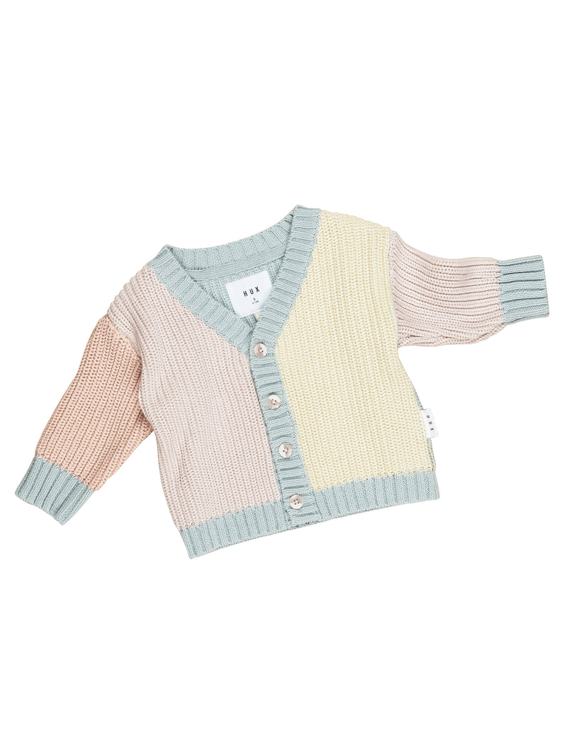 Huxbaby Chunky Knit Cardi Rainbow Knit in Multi Colour