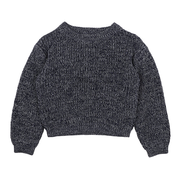 Fox & Finch fishermans rib knit jumper navy in blue