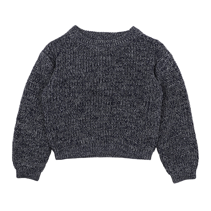 Fox & Finch fishermans rib knit jumper navy in blue