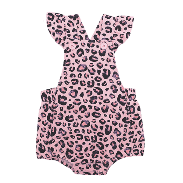 Rock Your Baby Pink leopard baby romper in pink