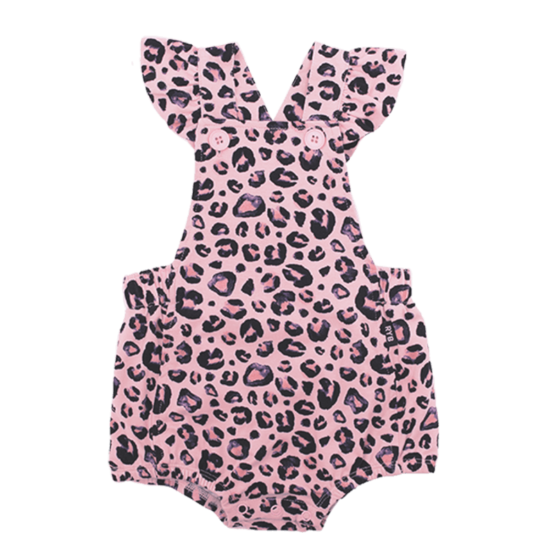 Rock Your Baby Pink leopard baby romper in pink