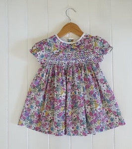 Smox Rox aster dress in white and purple floral