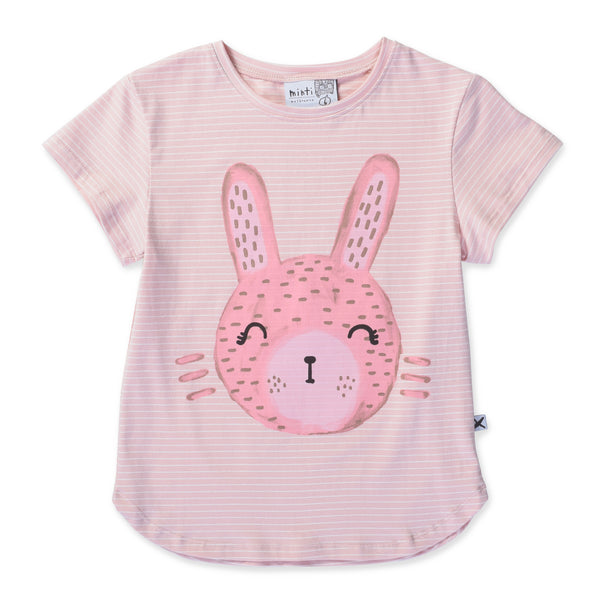 Minti Dash Bunny Tee Ballet Stripe in pink