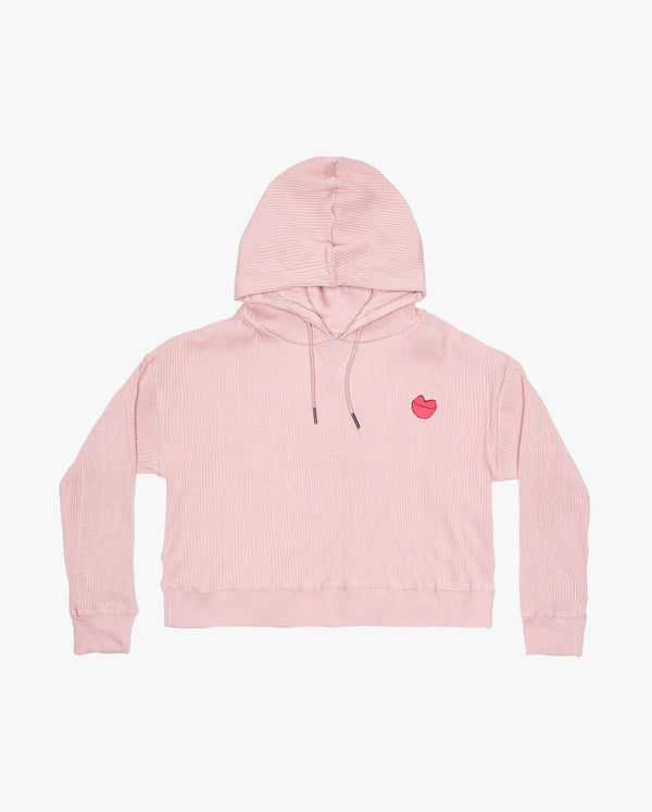 GRLFRND The Girl Club Rib Cotton Rose Pink Crop Hood in pink