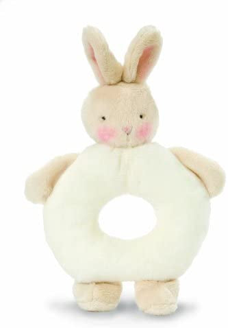 Bunnies by the bay bunny ring rattle in white