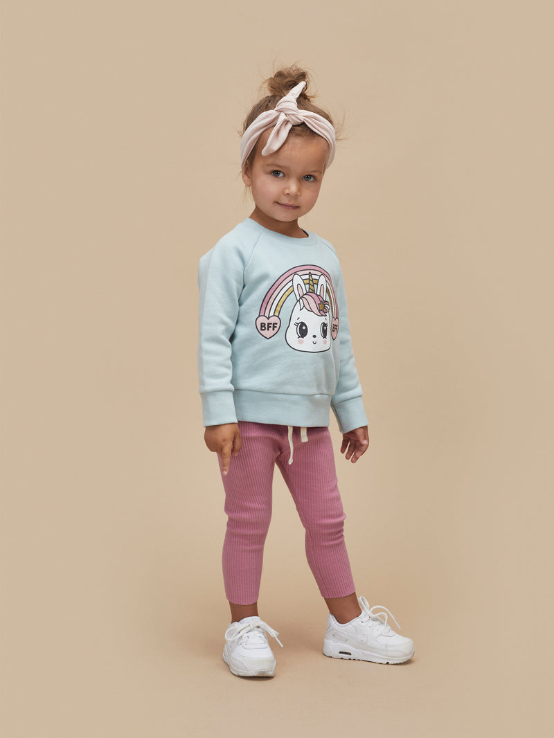 Huxbaby bunny love sweatshirt seafoam in green