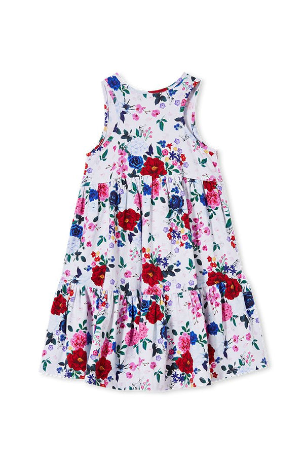 Milky bouquet floral dress in white
