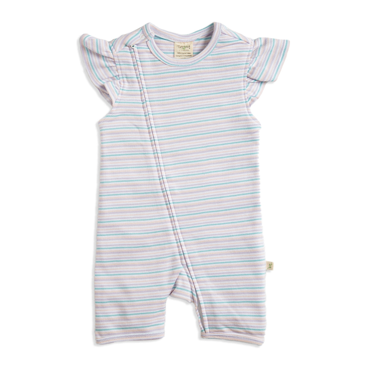 Tiny Twig Zipsuit cap sleeve Candy stripes
