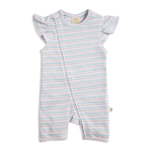 Tiny Twig Zipsuit cap sleeve Candy stripes
