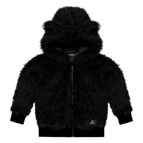 Rock Your Baby Sherpa Bear Zip Hoodie in black