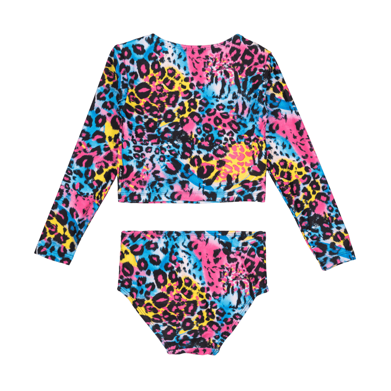 Rock Your Baby Blue Miami leopard LS rashie set in multicolour