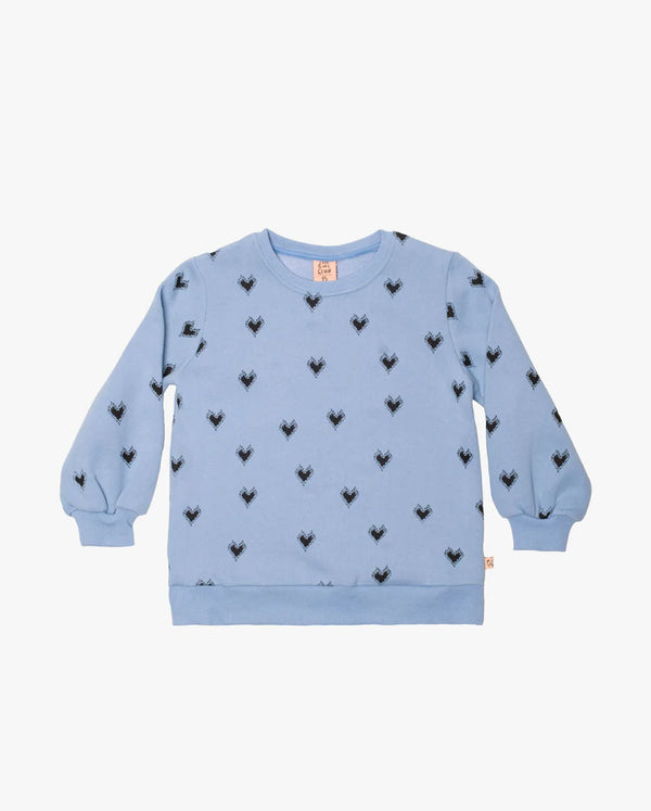 The Girl Club jumper rock on heart fleece crew in blue