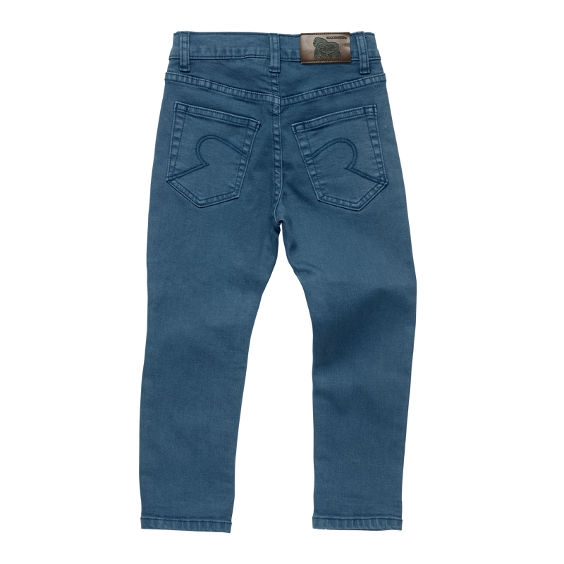 the back view of the rock your baby denim wash pants in blue TBP2054-BL