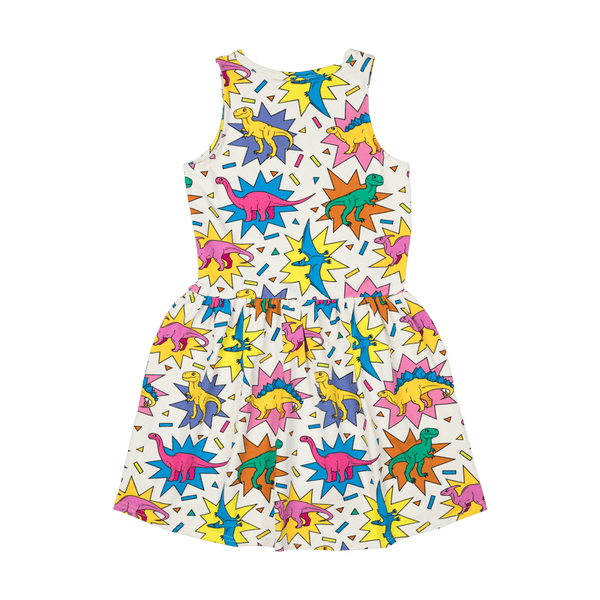 Rock Your Baby dino-mite sleeveless drop waist dress in multicolour