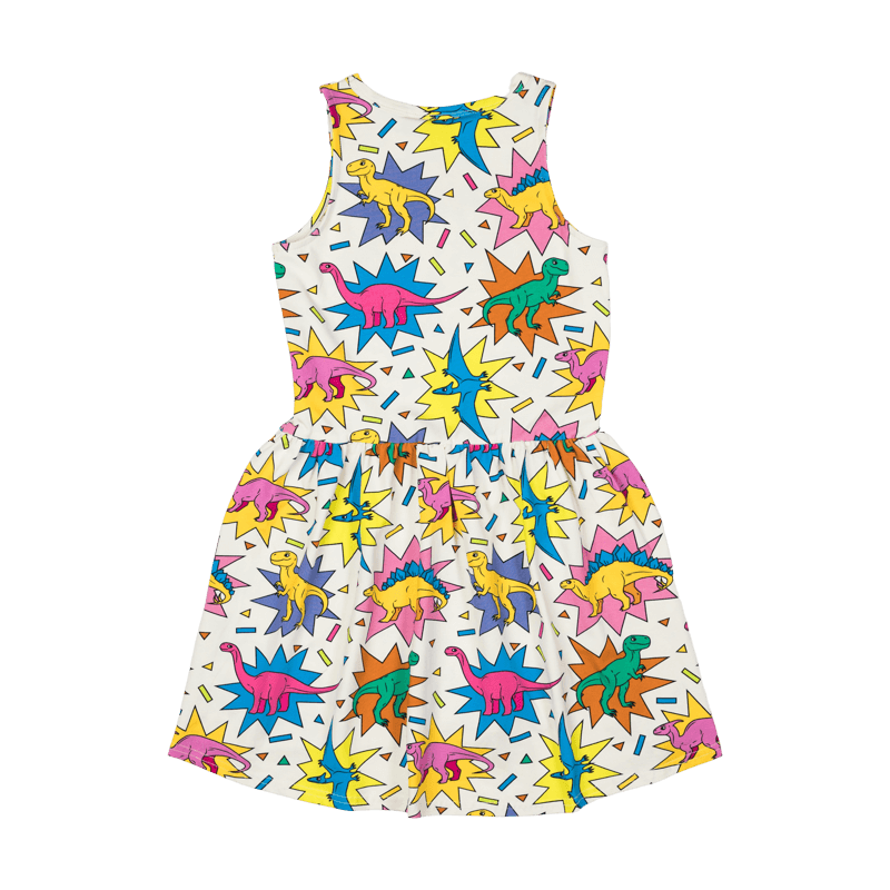 Rock Your Baby dino-mite sleeveless drop waist dress in multicolour