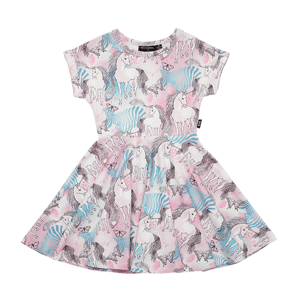 Rock your baby magic unicorn waisted dress in multi colour