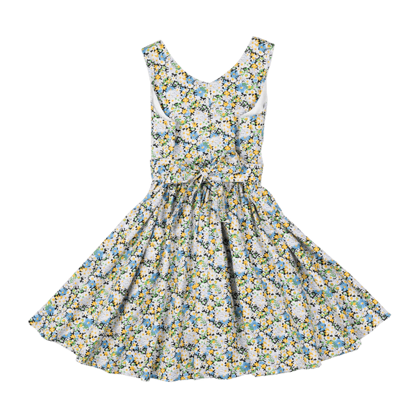 Rock Your Baby Black garden floral waisted dress in blue