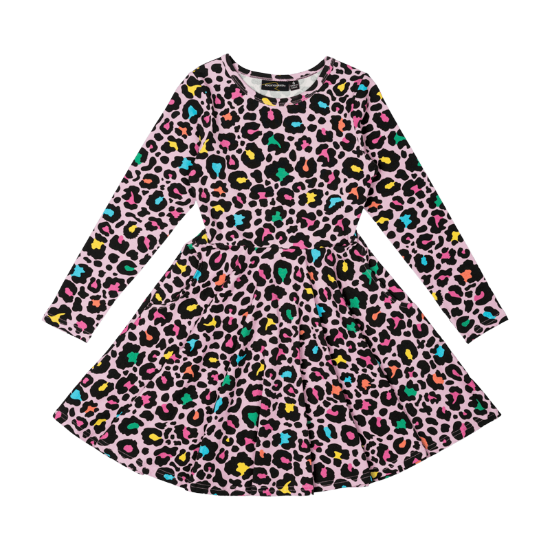 Rock Your Baby Blondie Long Sleeve Waisted Dress in Multi