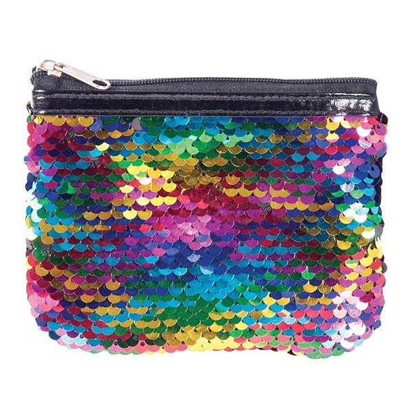 Reversible coin purse - black rainbow