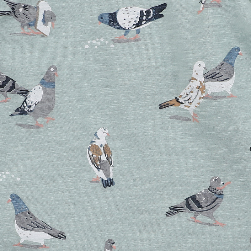 Fox & Finch pigeon zip onesie in multi colour print