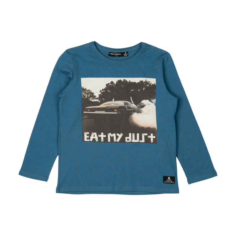 Rock Your Baby Eat My Dust Long Sleeve T-Shirt in Blue