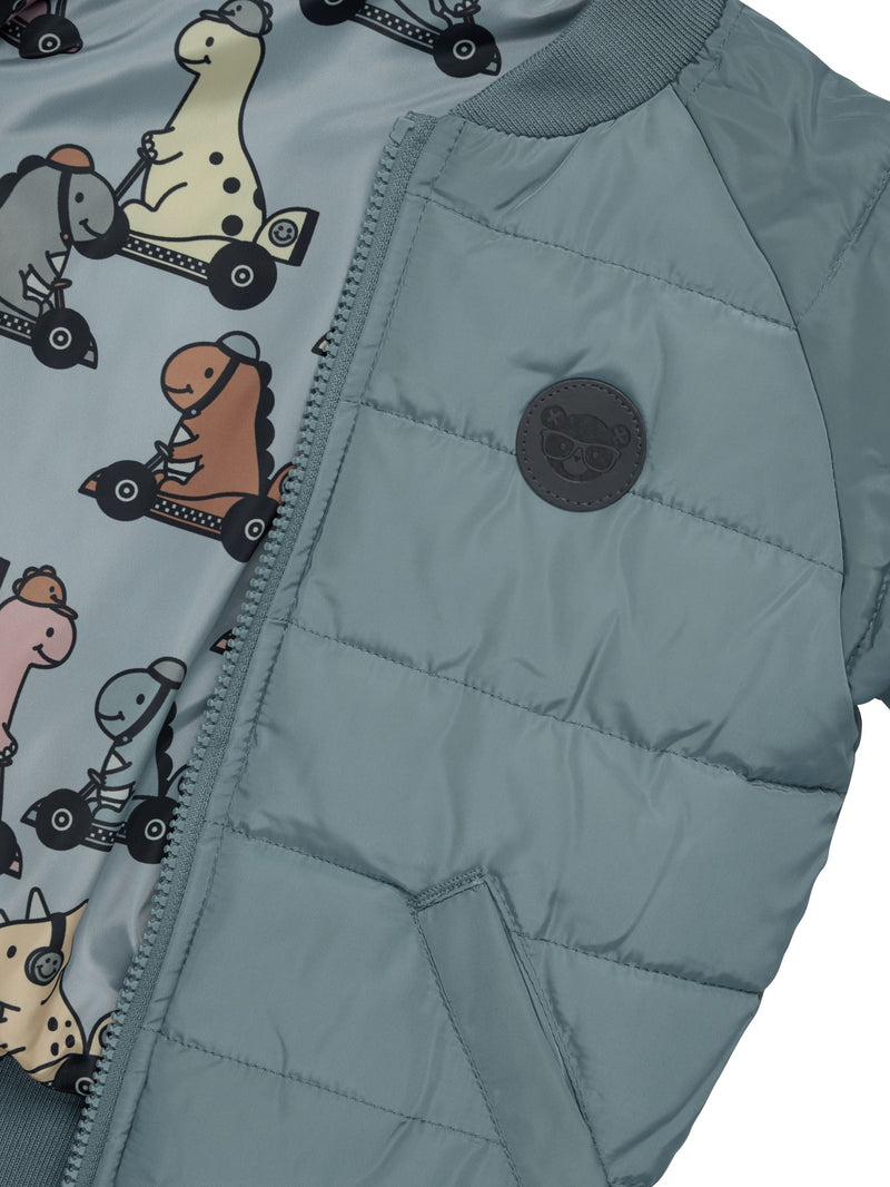 Huxbaby dino racer reversible bomber jacket teal in blue