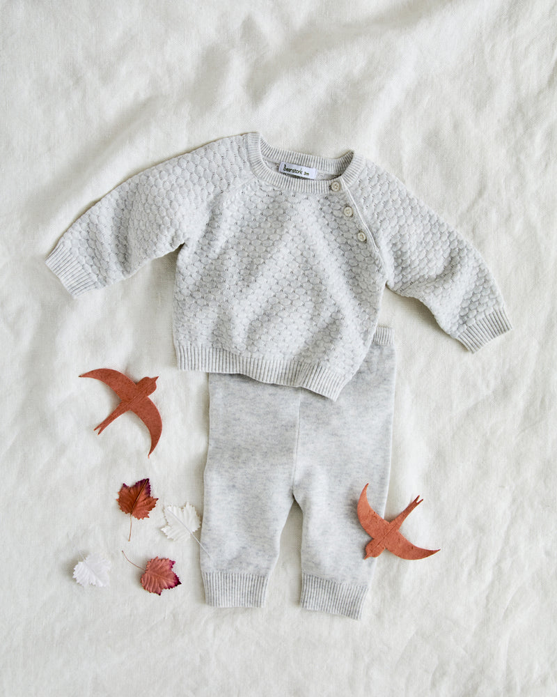 Beanstork textured 2pc set in grey marle