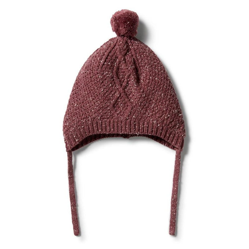 Wilson & Frenchy Knitted Cable Bonnet - Wild Ginger fleck in red