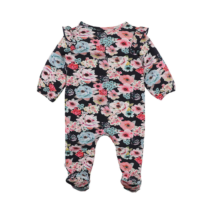 Fox & Finch Bloom zip LS onesie in multicolour