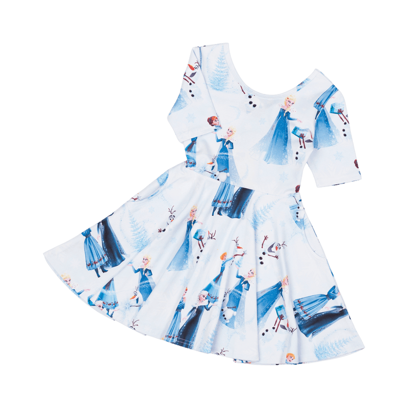 Rock Your Baby frozen Christmas Mabel waisted dress in blue