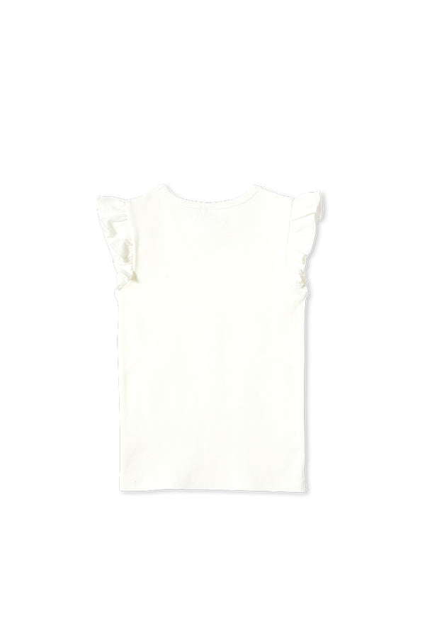 Milky rib tee in white