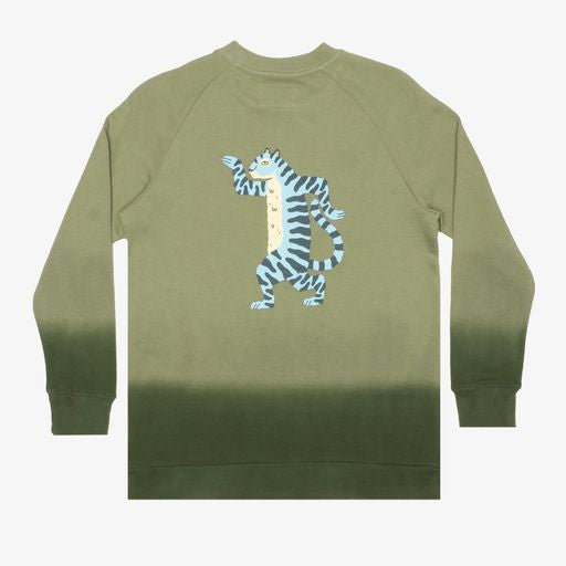 Band of Boys Green Dip Dye Dancing Tiger Raglan Crew in Green