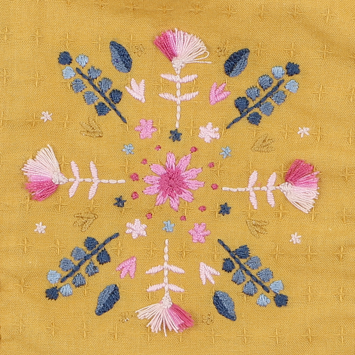 Fox & Finch jungle cat embroidered dress mustard in yellow