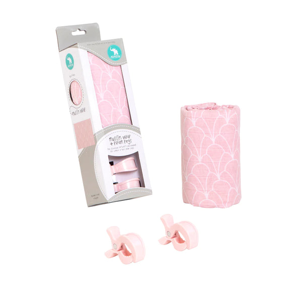 All4Ella Bamboo Wrap & Pram Pegs Box Set Antique Blush in Pink