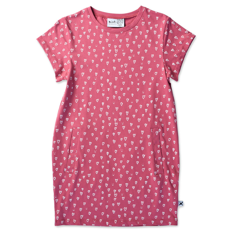 Minti Mini Hearts Dress Rose in pink