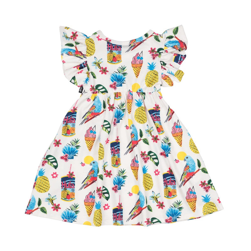 Rock Your Baby Tropicana Dress with Shoulder Frills in multi colour