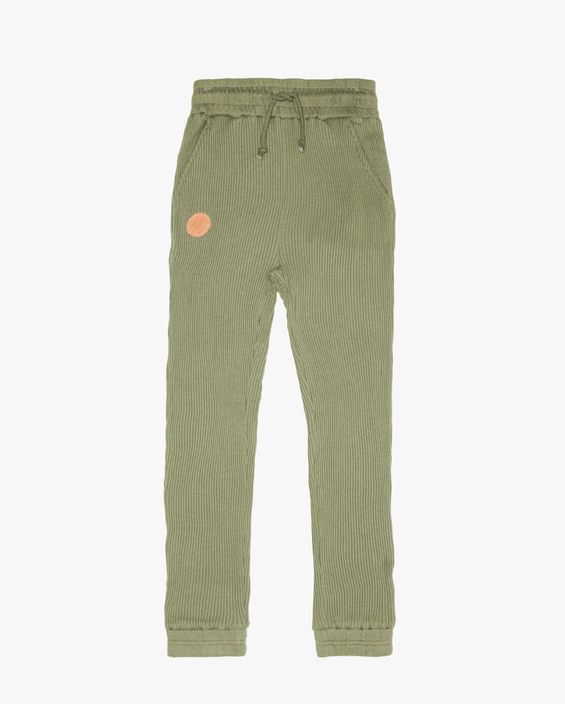 GRLFRND The Girl Club Rib Cotton Olive Green Lounge Pants in green