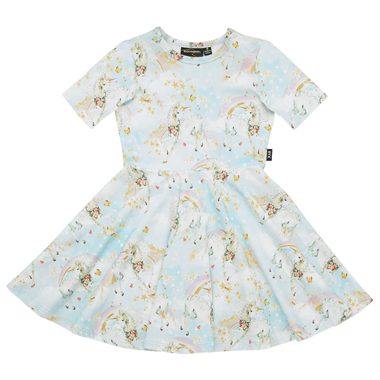 Rock Your Baby Unicorn Clouds Waisted Dress