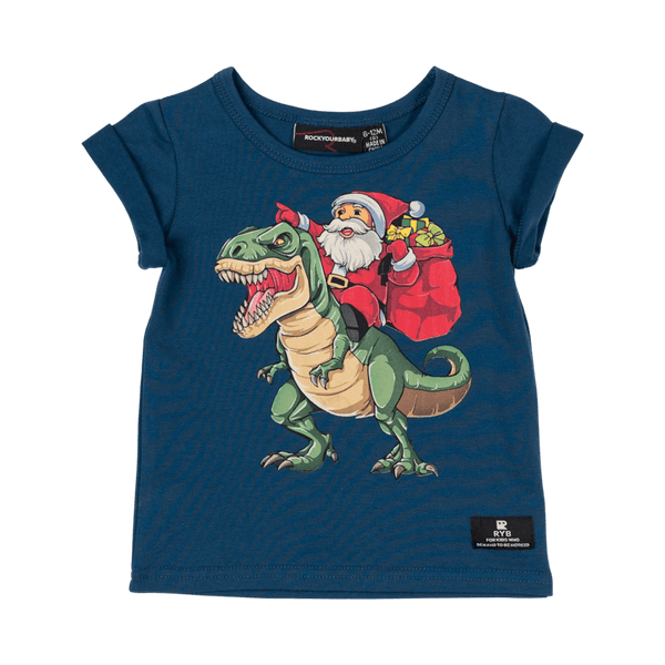 Rock your baby Dino Sleigh Baby T-Shirt in Navy